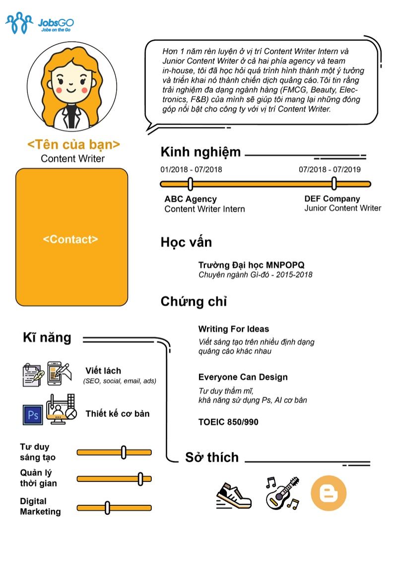 Mẫu CV Content Marketing